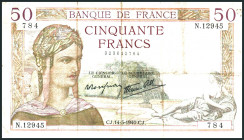 FRANKREICH. 
III. Republik - 1870-1940. 
50 Francs 14.3.1940. Pick&nbsp; 85b. . 

IV