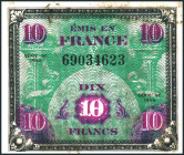FRANKREICH. 
II. Weltkrieg. 
2, 5,10 Francs 1944 Allierte.Text:Emis En France". Pi. 114a,115a,116a. (3). 

II-IV