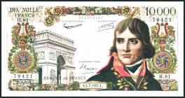 FRANKREICH. 
IV. Republik- 1947-1958. 
10000 Francs 4.7.1957 Napoleon Bonaparte. Pick 136b. . 

leicht verschmutzt II-