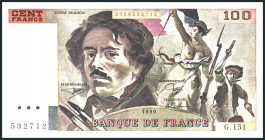 FRANKREICH. 
V. Republik- 1959 -. 
100 Francs 1990 Eugene Delacroix. Pick 154e. . 

I