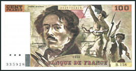FRANKREICH. 
V. Republik- 1959 -. 
100 Francs 1990 Eugene Delacroix. Pick 154e. . 

I-II