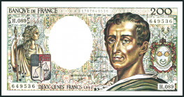 FRANKREICH. 
V. Republik- 1959 -. 
200 Francs 1991 Montesquieu. Pick 155d. . 

I-II