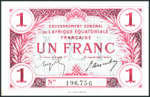 FRANZÖSISCH ÄQUATORIAL AFRIKA. 
1 Franc o.D (1917) Ohne Wasserzeichen, 3 Signatur-Variante. Pick&nbsp; 2a. . 

II-