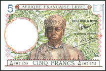 FRANZÖSISCH ÄQUATORIAL AFRIKA. 
5 Francs o.D (1941). Pick&nbsp; 6. . 

II
