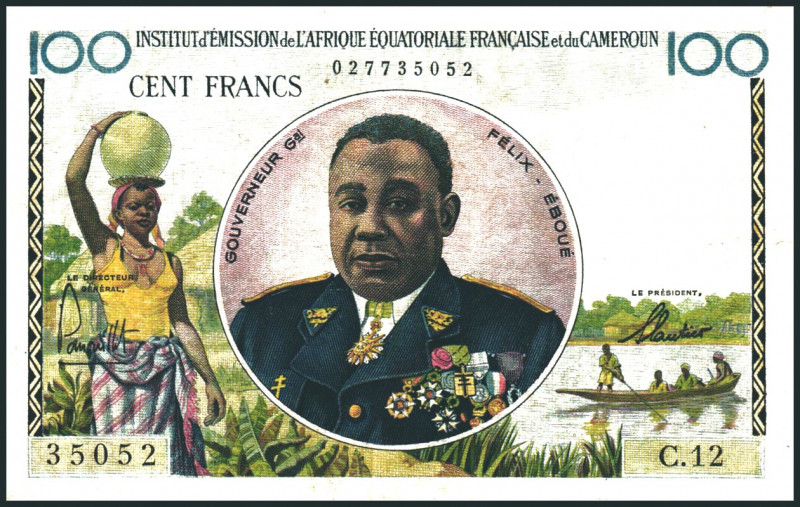 FRANZÖSISCH ÄQUATORIAL AFRIKA. 
100 Francs o.D. (1957). Pick&nbsp; 32. . 

II...