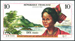 FRANZÖSISCH GUYANA. 
10 Franc o.D.(1964) Überdruck:Departament de La Guadelope-Departament de La Guyane,Departament de La Martinique. Pi. 8b. . 

I...