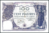FRANZÖSISCH INDOCHINA. 
100 Piaster 6.3.1914 Saigon. Pick&nbsp; 39. . 

Nadelrostlöcher III-