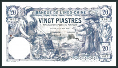 FRANZÖSISCH INDOCHINA. 
20 Piaster 1.8.1920. Pick&nbsp; 41. . 

Nadelrostlöcher III+