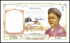 FRANZÖSISCH INDOCHINA. 
1 Piaster o.D. (1932). Pick&nbsp; 52. . 

l.Farbstelle II