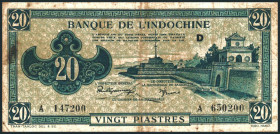 FRANZÖSISCH INDOCHINA. 
20 Piaster o.D. (1942-45). Pick&nbsp; 65. . 

III-IV