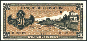 FRANZÖSISCH INDOCHINA. 
20 Piaster o.D. 1942-45. Pick&nbsp; 70, 71. (2). 

III, I-II