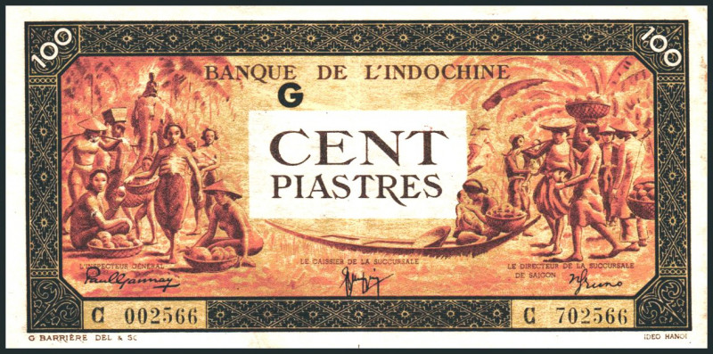 FRANZÖSISCH INDOCHINA. 
100 Piaster o.D. (1942-45). Pick&nbsp; 73. . 

II-III...