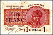 SAARGEBIET. 
1 Franc o.D. -1.1.1930 Serie B. Ros. 866. . 

III