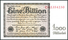 Inflation von 1919/1924. 
1 Billion Mark 5.11.1923 Reichsdruckerei Serie C. Ros. 131a/DEU 162. . 

II-III
