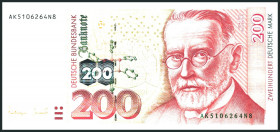 Bundesrepublik. 
Bundesbank. 
200 Deutsche Mark 2.1.1996 AK-N mit Kinegramm. Ros. 311a. . 

I