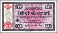 Besetzungsausgaben II.Weltkrieg 1939/45. 
Konversionskasse für dt. Auslandsschulden. 
10 Reichsmark 28.8.1933A/1934 Serie E,C Nadel,C Entwertet,E WE...