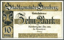 BADEN. 
Hornberg Stadt. 10 Mk.30.10.1918. 5,10(2) Mk. 1.12.1918. Geiger 243.01,2a,04a,b. (4). 

II
