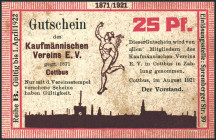 BRANDENBURG /- BERLIN. 
Cottbus, Kaufmänn. Verein. 10-75 Pf. Aug.1921 10 Pf.CD, 25 Pf.BC, 50 Pf.BD, 75 Pf.BD (8). G.-D. 243.1, Li. 235a. . 

gefalz...