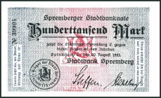 BRANDENBURG /- BERLIN. 
Spremberg, Stadtbank. 100, 500 Tsd.M. 20.8.1923. Ke.VI, 4838 n,o. (2). 

III,IV