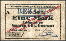 BREMEN. 
Bremerhaven, Norddeutscher Lloyd. 1,3 Mk.(je 2 versch.) 1914 entw. D. 48.1b,2a,3a,4a. . 

II