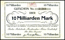 RHEINLAND. 
Köln-Bayenthal, BAMAG. 10 Mrd.Mark o.D. 15.9.1923. v.E.&nbsp; 835.3a, Ke.&nbsp; 2714c. . 

III