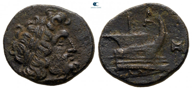 Kings of Macedon. Uncertain mint. Demetrios I Poliorketes 306-283 BC. 
Half Uni...