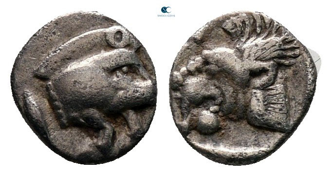 Mysia. Kyzikos circa 480-450 BC. 
Tetartemorion AR

7 mm, 0,24 g



very ...