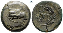 Mysia. Kyzikos circa 300-200 BC. Overstruck on an earlier issue from Kyzikos (SNG Paris 436).. Bronze Æ
