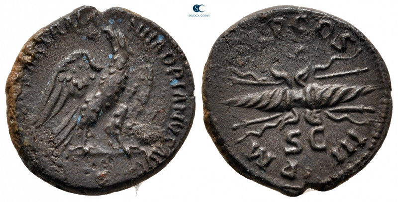 Hadrian AD 117-138. Rome
Semis Æ

19 mm, 3,73 g



very fine