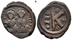 Justin II and Sophia AD 565-578. Constantinople. Half Follis or 20 Nummi Æ
