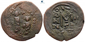 Heraclius with Heraclius Constantine AD 610-641. Uncertain mint. Follis or 40 Nummi Æ