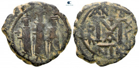 Heraclius, with Martina and Heraclius Constantine AD 610-641. Nikomedia. Follis or 40 Nummi Æ