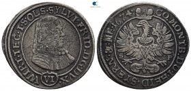 Germany. Silesia-Württemberg-Öls. Sylvius Friedrich AD 1668-1697. 6 Kreuzer