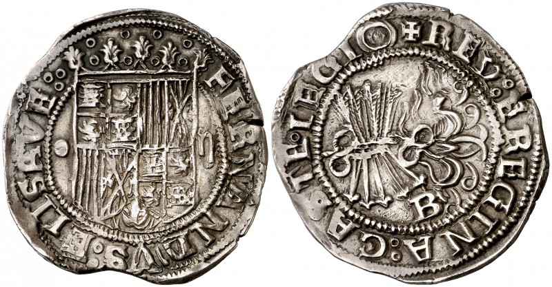 Reyes Católicos. Burgos. 2 reales. (Cal. 230 var). 6,66 g. Cospel algo irregular...