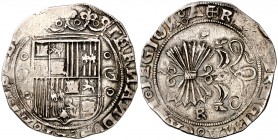 Reyes Católicos. Granada. 2 reales. (Cal. 239 var). 6,81 g. Muy escasa. MBC-.