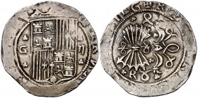 Reyes Católicos. Granada. 2 reales. (Cal. 254 var). 6,90 g. Escasa. MBC-.
