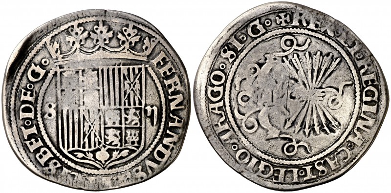 Reyes Católicos. Sevilla. 2 reales. (Cal. 264). 6,13 g. Granada completa. Flan g...
