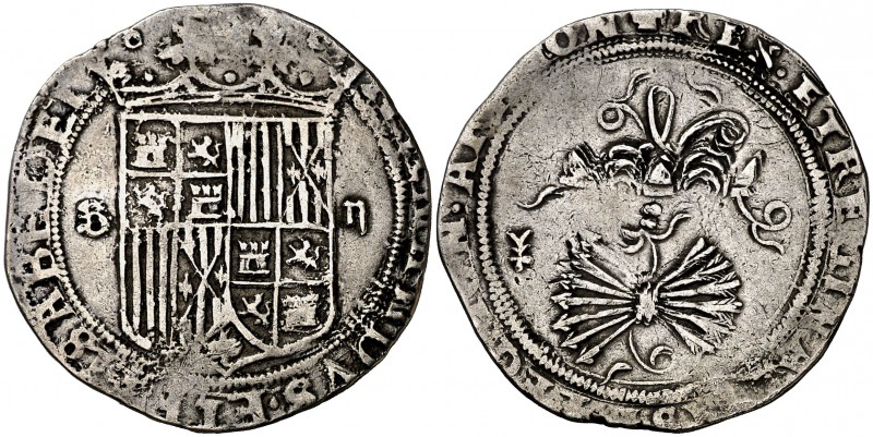 Reyes Católicos. Sevilla. 2 reales. (Cal. 270). 6,65 g. Flan grande. Ex Áureo 20...