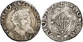 s/d. Carlos I. Mallorca. 2 rals. (Cal. 30, es una impronta) (Cru.C.G. 4125, es una impronta). 4,27 g. Valor II a derecha en reverso. Ex Colección Ramo...