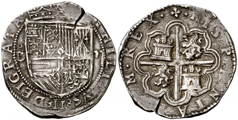 s/d. Felipe II. Coruña. 2 reales. (Cal. 476, mismo ejemplar) (Rodríguez Lorente ...