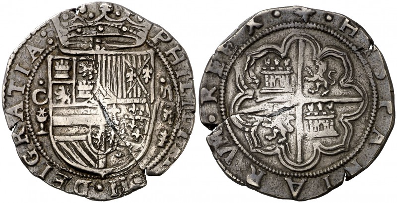 s/d. Felipe II. Cuenca. 2 reales. (Cal. 457). 6,79 g. Ligera doble acuñación. Mu...