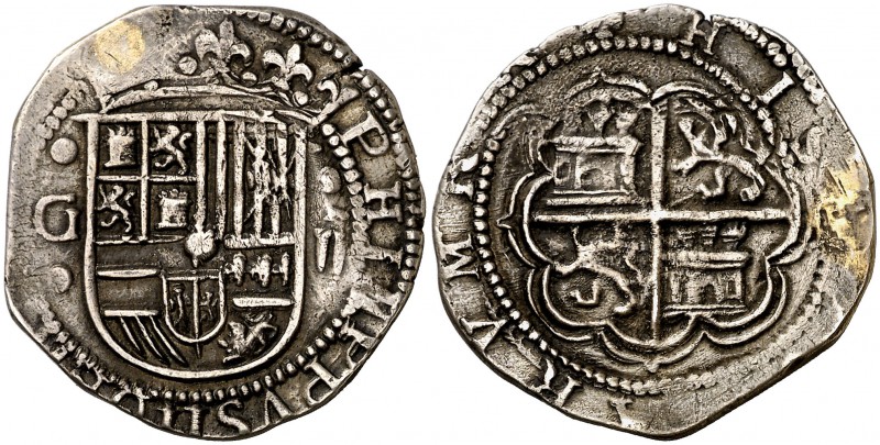 s/d. Felipe II. Granada. 2 reales. (Cal. falta). 6,67 g. Sin ensayador. Perforac...