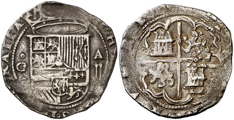 s/d. Felipe II. Granada. A. 2 reales. (Cal. 460). 6,69 g. Gráfila de puntos en a...