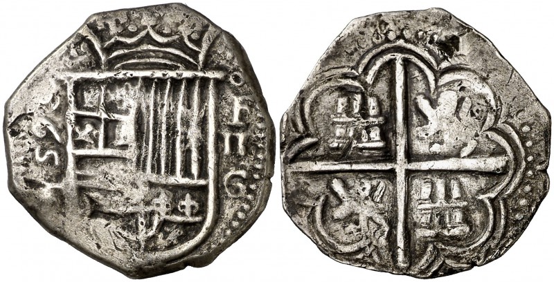 1590. Felipe II. Granada. . 2 reales. (Cal. 463). 6,56 g. Limpiada. Escasa. MBC-...