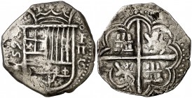 1590. Felipe II. Granada. . 2 reales. (Cal. 463). 6,56 g. Limpiada. Escasa. MBC-.