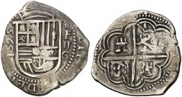 1595. Felipe II. Granada. . 2 reales. (Cal. 467). 6,65 g. Escasa. MBC-.