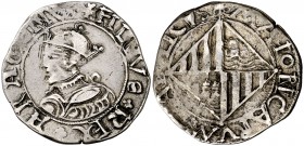 s/d. Felipe II. Mallorca. 2 rals. (Cal. falta) (Cru.C.G. 4252b). 4,63 g. Sin marcas de valor ni ensayador. No figuraba en la Colección Ramon Llull. MB...