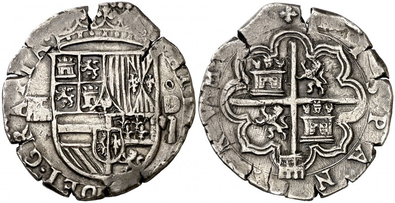 s/d. Felipe II. Segovia. . 2 reales. (Cal. 514). 6,64 g. Dos grietas. Ex Áureo 2...