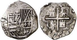 1591. Felipe II. Segovia. . 2 reales. (Cal. 519). 6,78 g. Rara. MBC-.
