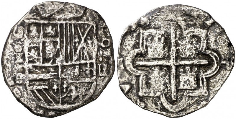1592. Felipe II. Segovia. . 2 reales. (Cal. 520). 5,04 g. Oxidaciones limpiadas....